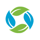 Logo featuring a stylized design of green leaves and blue water droplets arranged in a circular pattern.