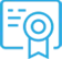 Icon representing a home improvement certification, featuring a magnifying glass examining a document with a seal or stamp.