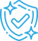 Blue logo featuring a shield with a check mark inside, surrounded by stars, suggesting a theme of security or approval in home improvement.