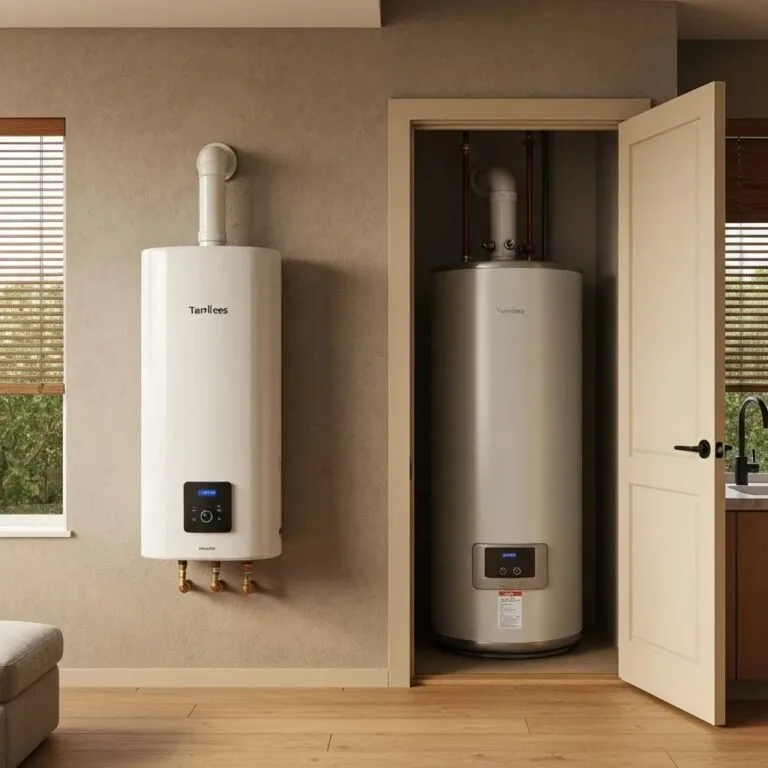 Comparison of tankless and traditional water heaters in a home setting