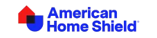 American Home Shield logo with a red and blue geometric house symbol and the company name in blue text, reflecting their commitment to reliable heating and air services on a light background.