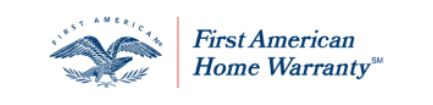 Logo for First American Home Warranty featuring an eagle with outstretched wings on the left and the company name in blue text on the right, symbolizing reliable heating and air services you can trust.