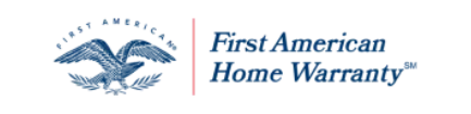 Logo for First American Home Warranty featuring an eagle with outstretched wings on the left and the company name in blue text on the right, symbolizing reliable heating and air services you can trust.