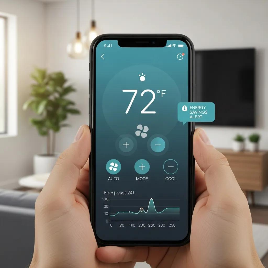 Person controlling a smart thermostat via smartphone, illustrating the benefits of smart home technology
