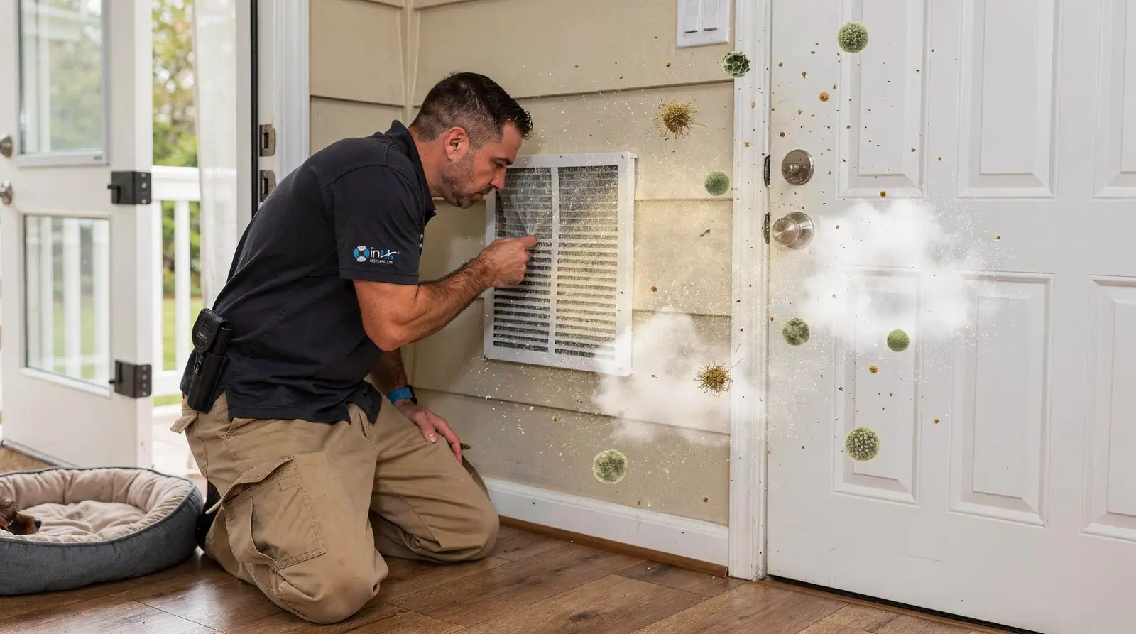 Pollen, dust, mold spores, and pet dander tracked in from outside are common contributors